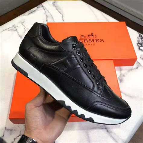 hermes men's black sneakers